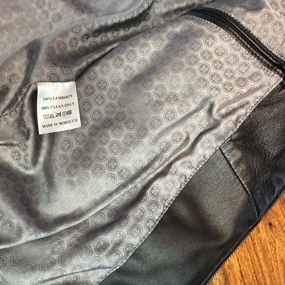 Quilted 100% Lambskin Black Leather Moto Jacket by: PINOPORTE, Men Size Medium - Picture 5 of 6